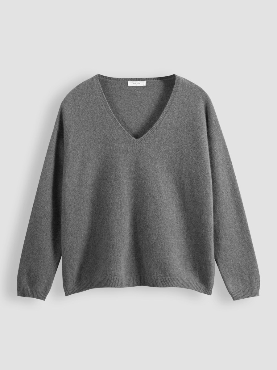 Women Majestic Filatures Sweaters And Cardigans | Wool Mix Melange Jumper Grey