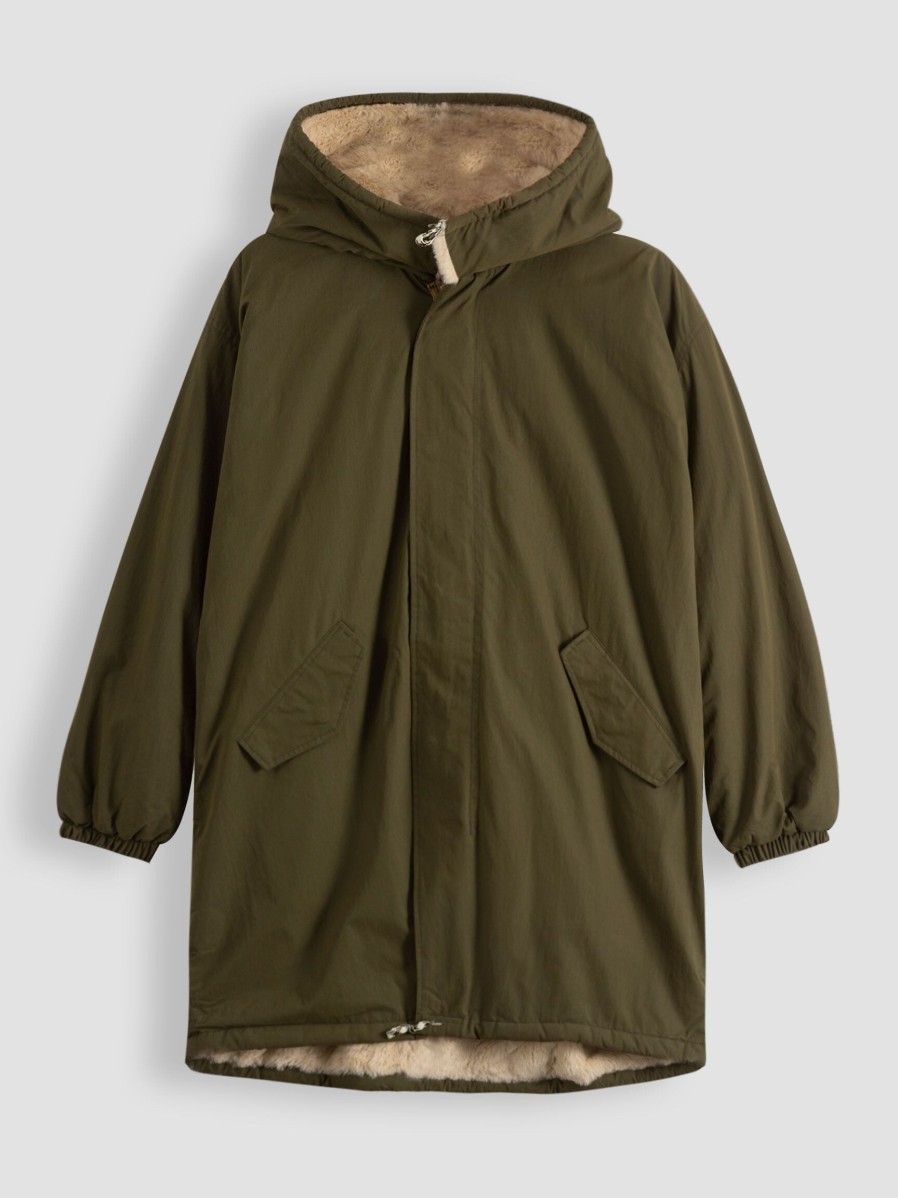 Women Bellerose Outerwear | Laos, Cotton Mix Parka Olive Green