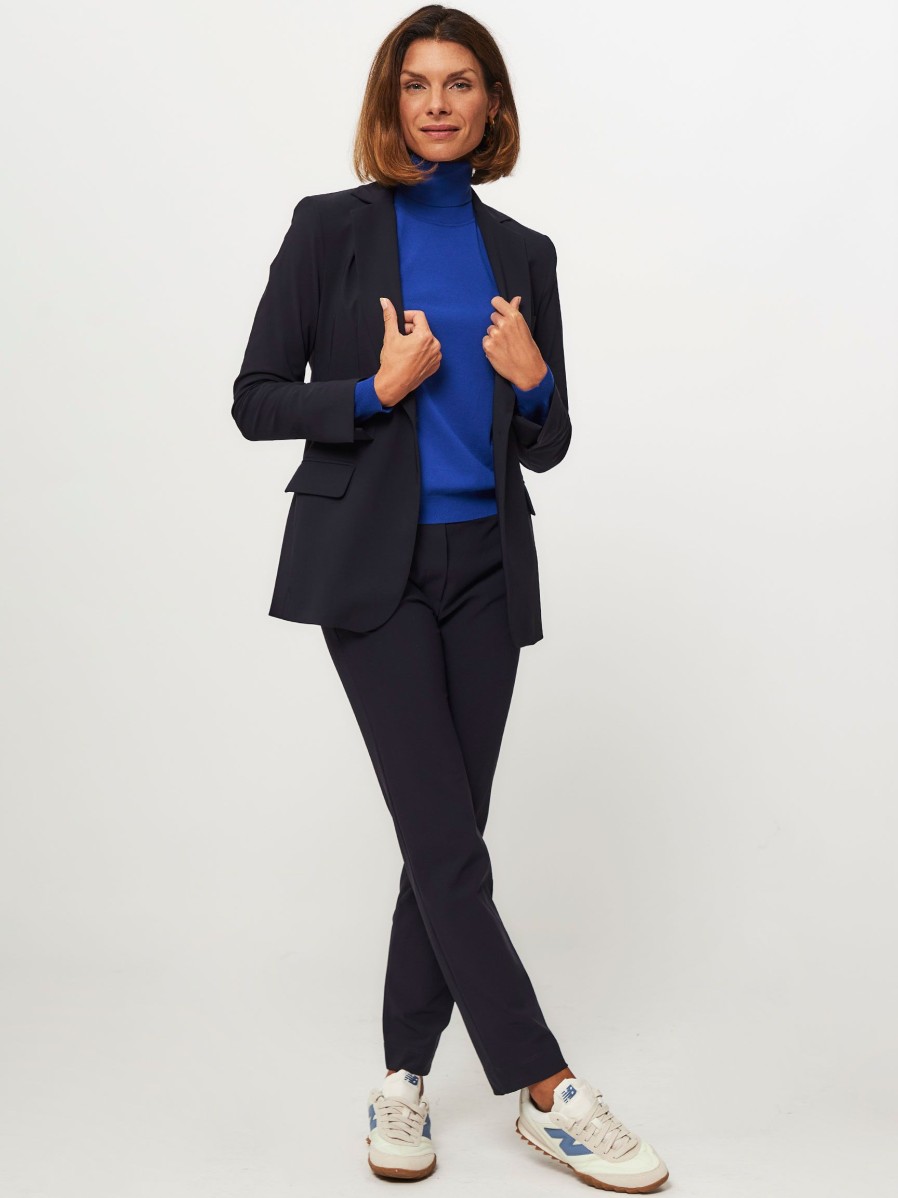 Women Trvl Drss Blazers And Jackets | Travel Jersey Blazer Dark Blue