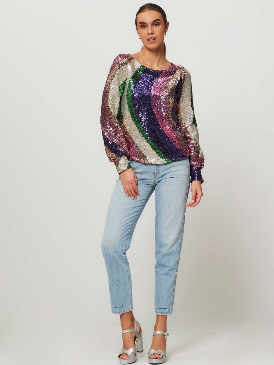 Women Fabienne Chapot Tops And Blouses | Pia, Woven Sequins Top Purple