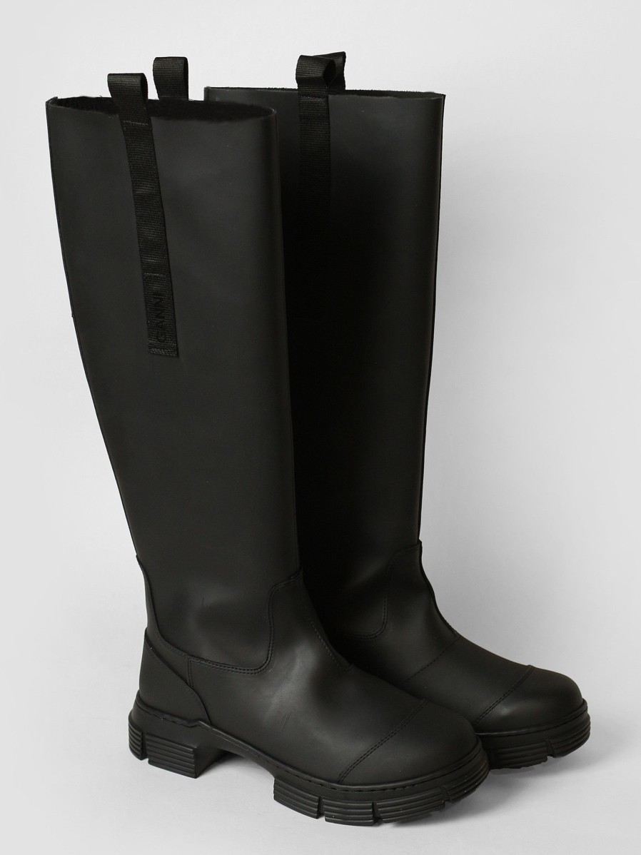 Women Ganni Boots | Leatherlook High Boots Black