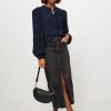 Women By Bar Tops And Blouses | Rikki, Viscose Blouse With Print Dark Blue