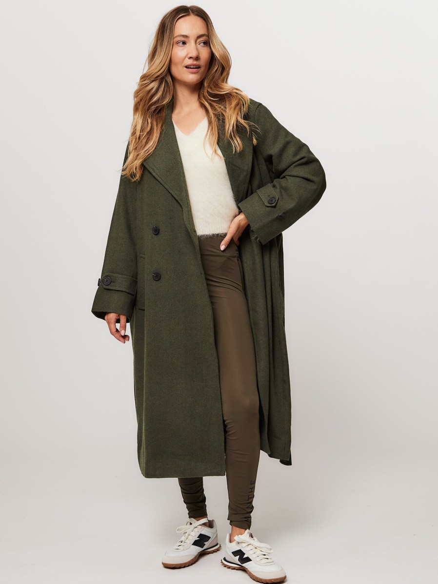 Women Second Female Outerwear | Verle, Wool Mix Coat Dark Green