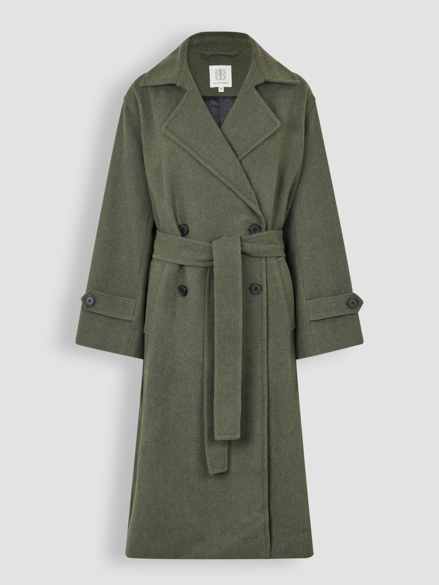 Women Second Female Outerwear | Verle, Wool Mix Coat Dark Green