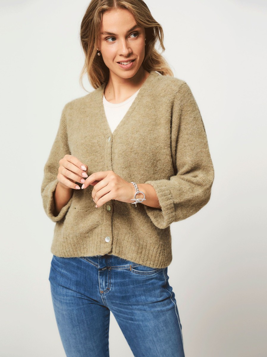 Women American Vintage Sweaters And Cardigans | East, Alpaca Mix Melange Cardigan Greygreen