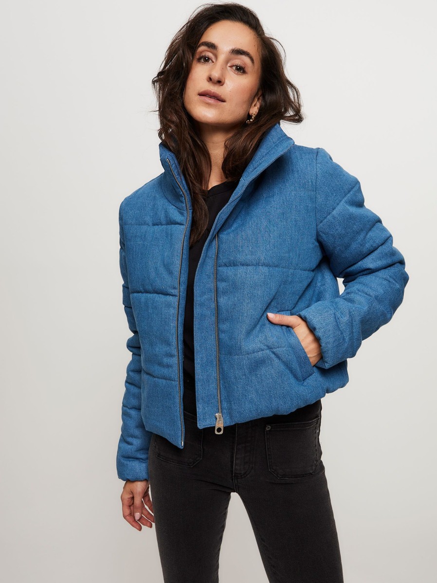 Women Lois Outerwear | Mauroi, Padded Denim Coat Blue