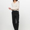 Women Tommy Hilfiger Pants And Jumpsuits | Viscose Mix Straight Fit Trousers Black