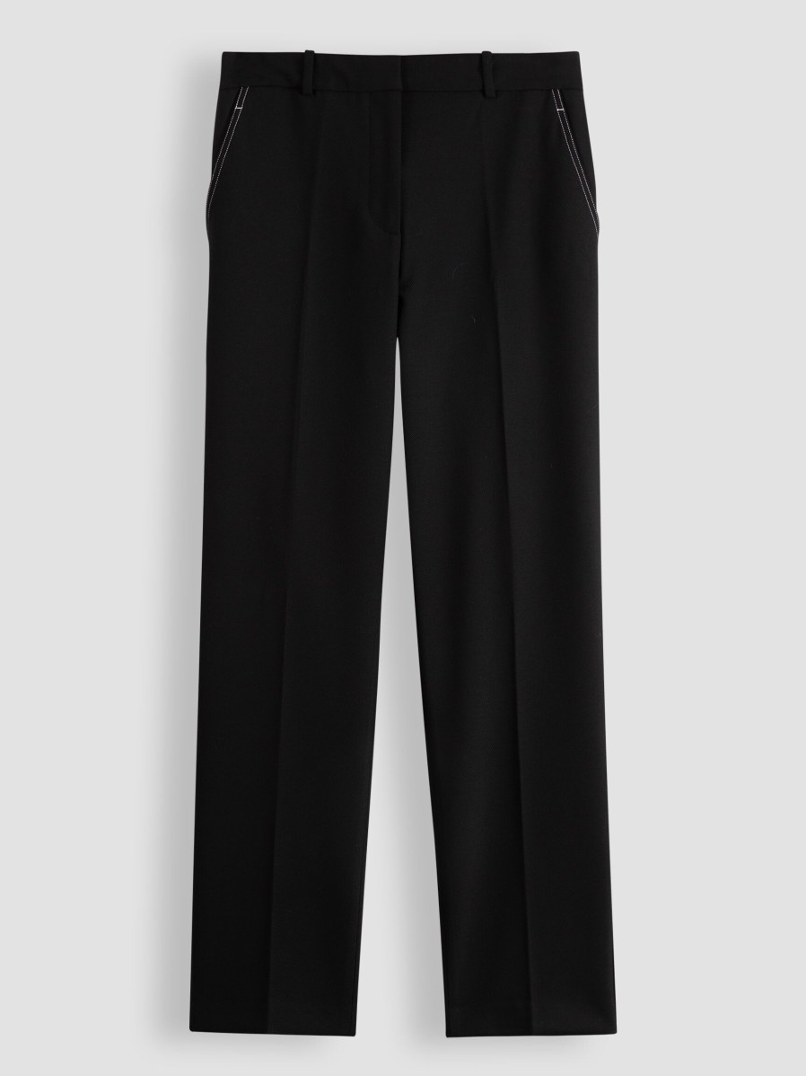 Women Tommy Hilfiger Pants And Jumpsuits | Viscose Mix Straight Fit Trousers Black