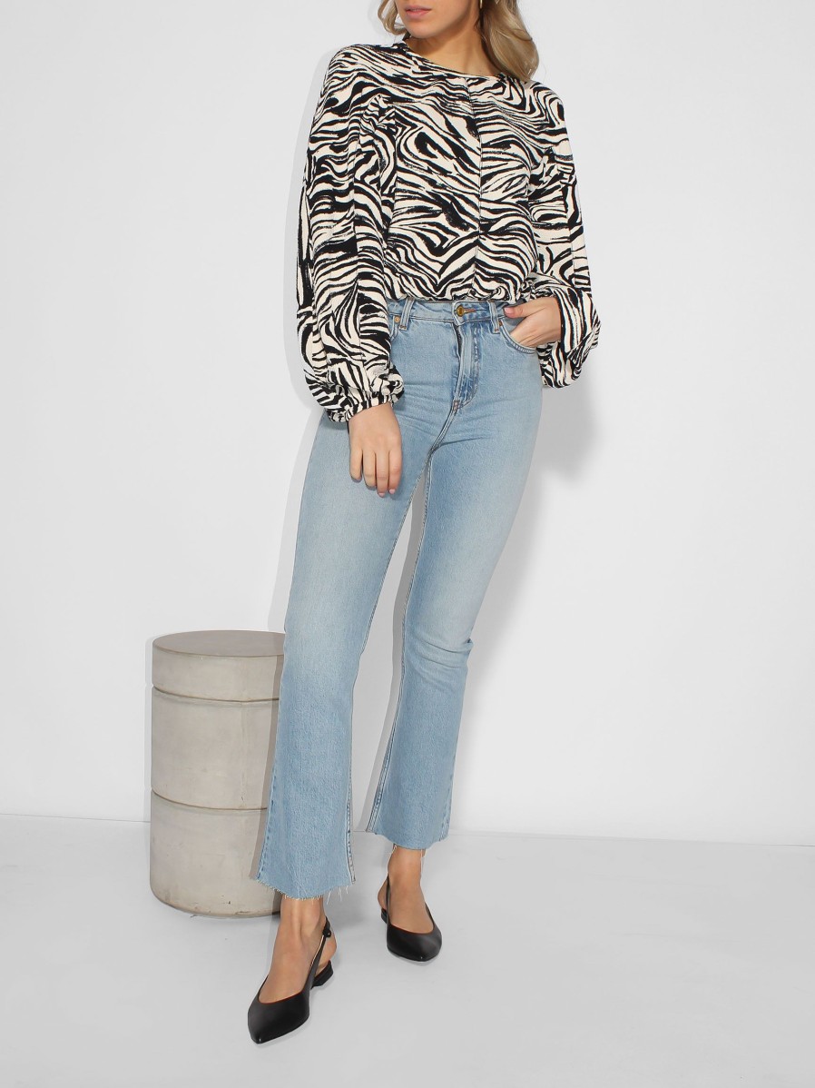 Women Stine Goya Tops And Blouses | Dianne, Woven Top With Zebra Print Black