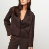 Women Second Female Blazers And Jackets | Kaleem, Viscose Mix Cropped Blazer Dark Brown