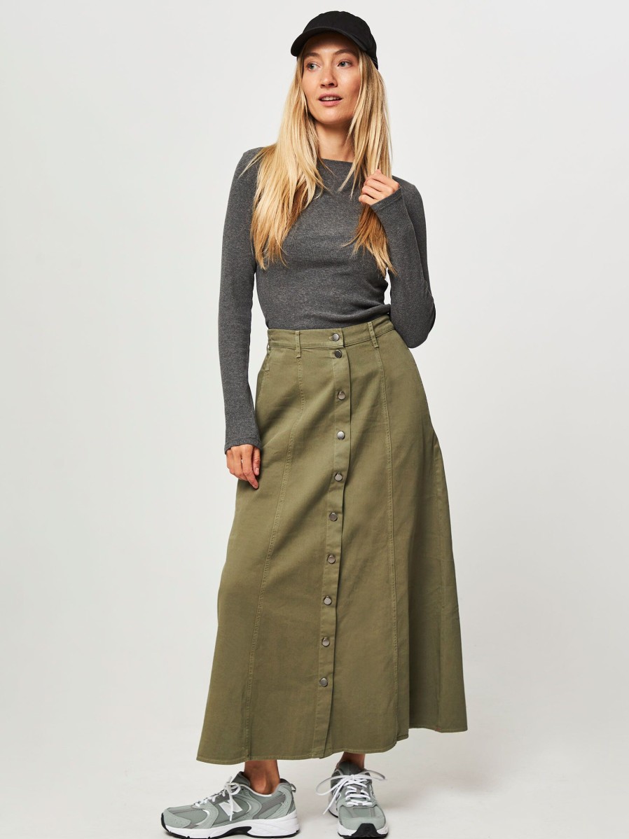 Women Xirena Skirts | Spence, Cotton A-Line Skirt Dark Green