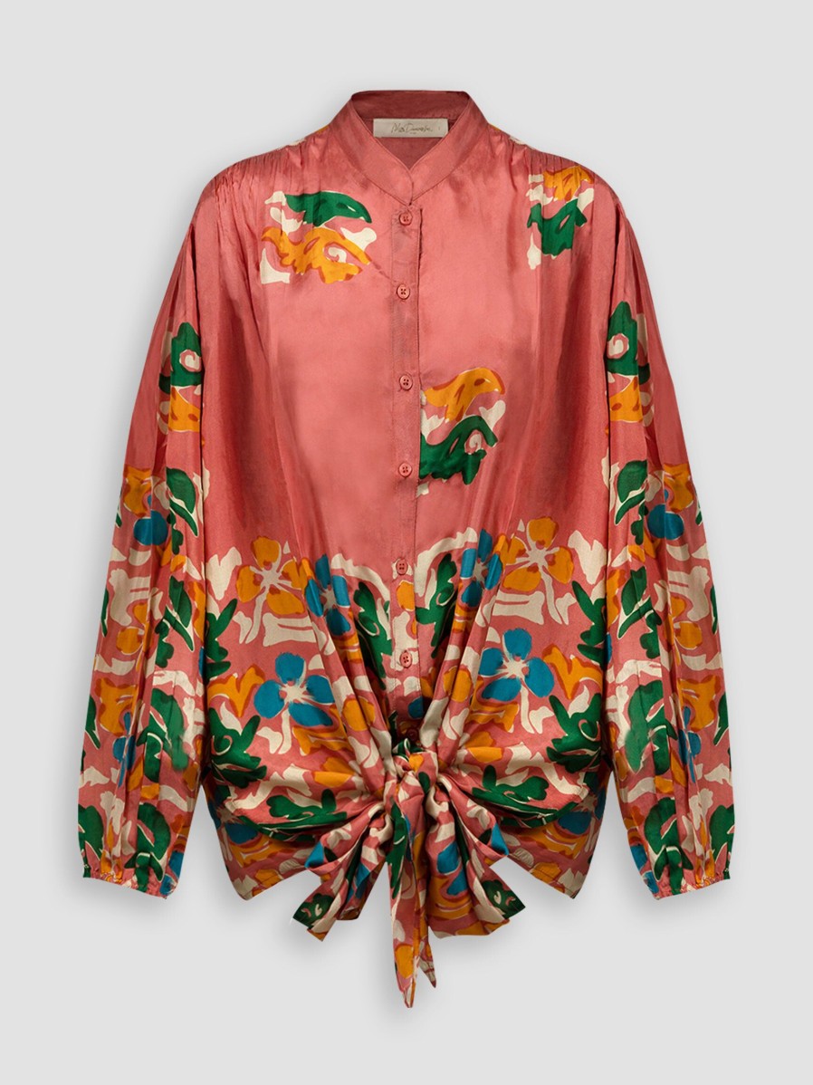 Women Mes Demoiselles Tops And Blouses | Wappa, Silk Blouse With Print Dusty Pink