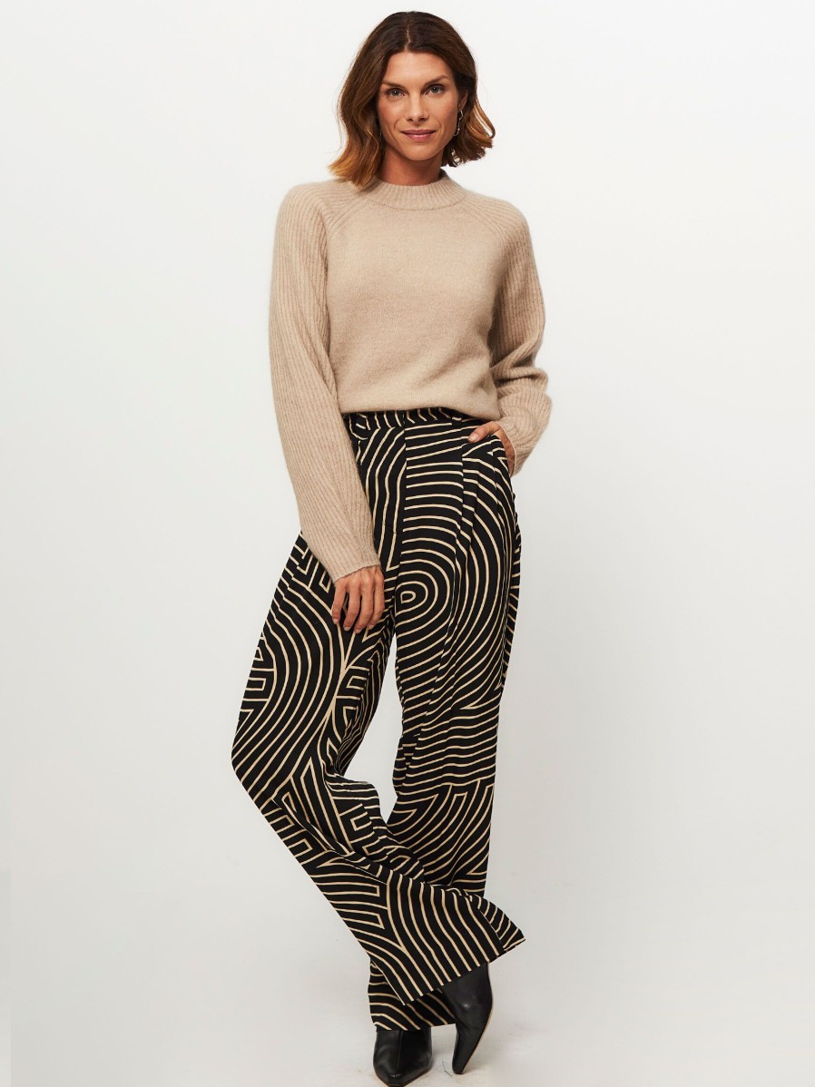 Women Second Female Pants And Jumpsuits | Liven, Viscose Trousers With Print Black