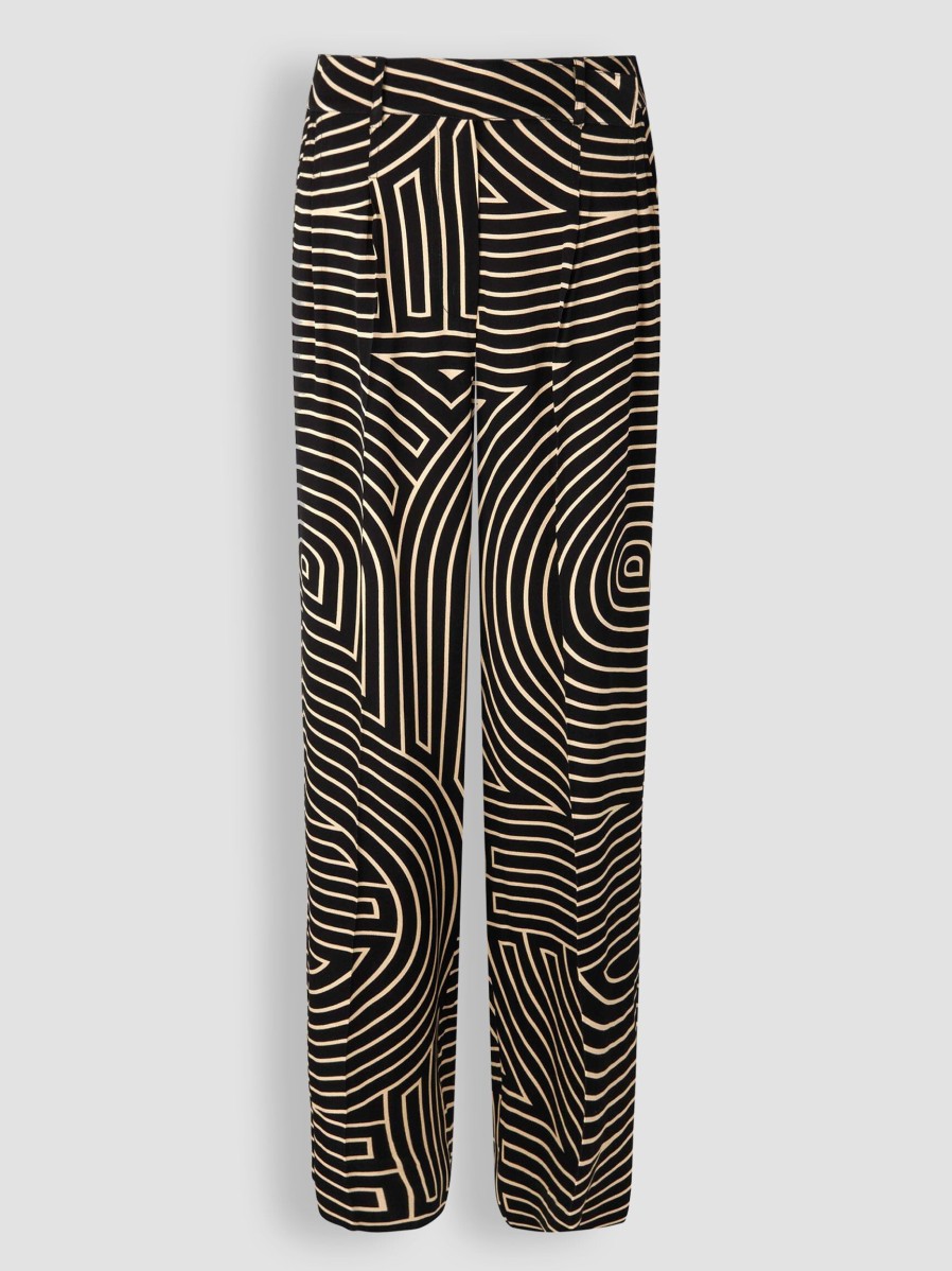 Women Second Female Pants And Jumpsuits | Liven, Viscose Trousers With Print Black