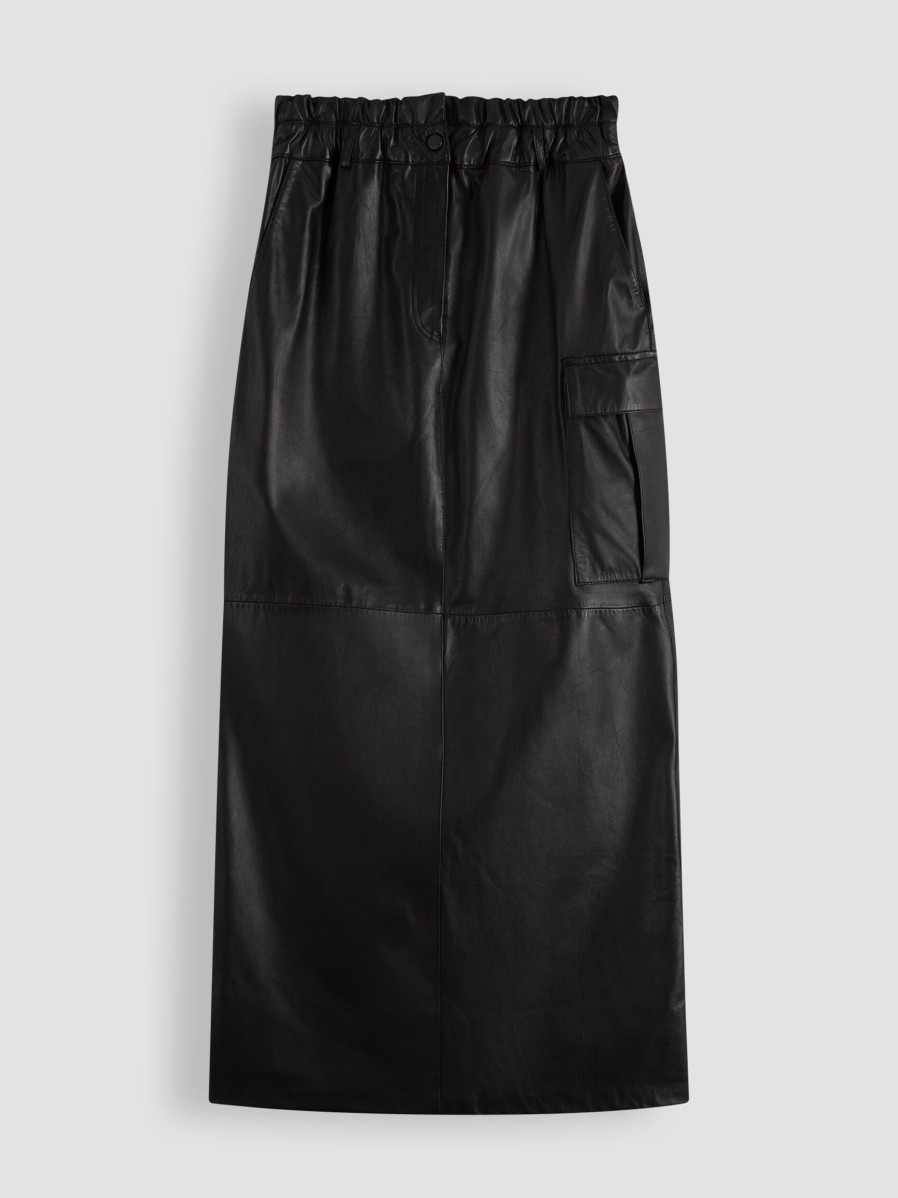 Women Alter Ego Skirts | Mandy, Leather A-Line Cargo Skirt Black