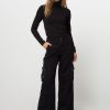 Women Gestuz Pants And Jumpsuits | Chinea, Cotton Mix Cargo Trousers Black