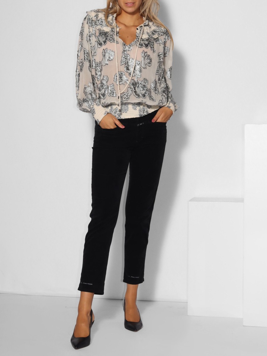 Women Summum Tops And Blouses | Viscose Mix Top With Lurex Pattern Ecru