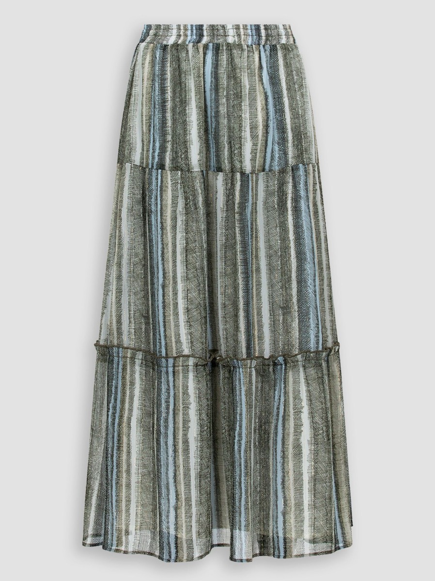 Women Alchemist Skirts | Mamba, Woven A-Line Skirt With Print And Lurex Greygreen