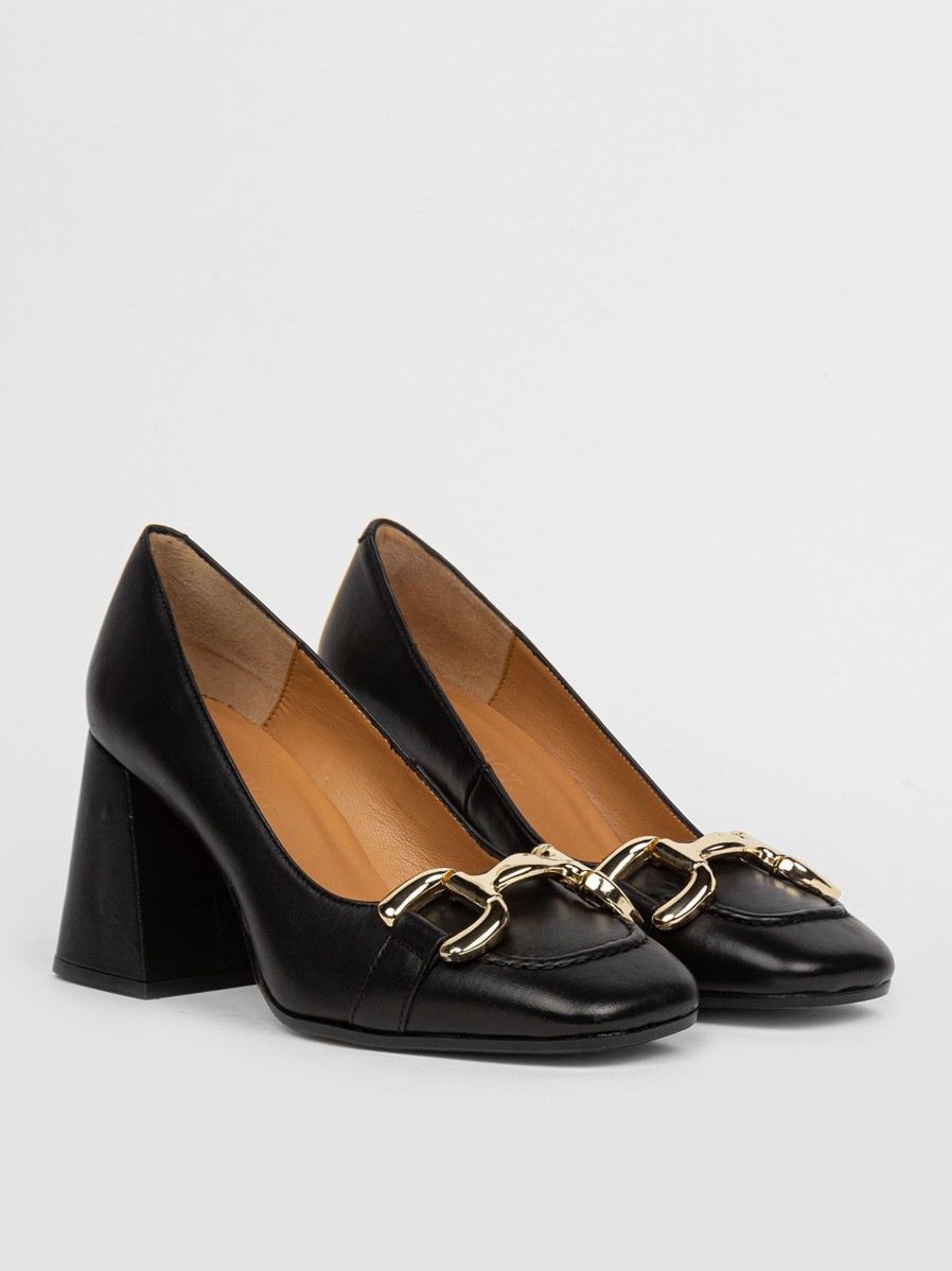 Women Brown Dot. Pumps And Slingbacks | Camille, Leather Pumps Black