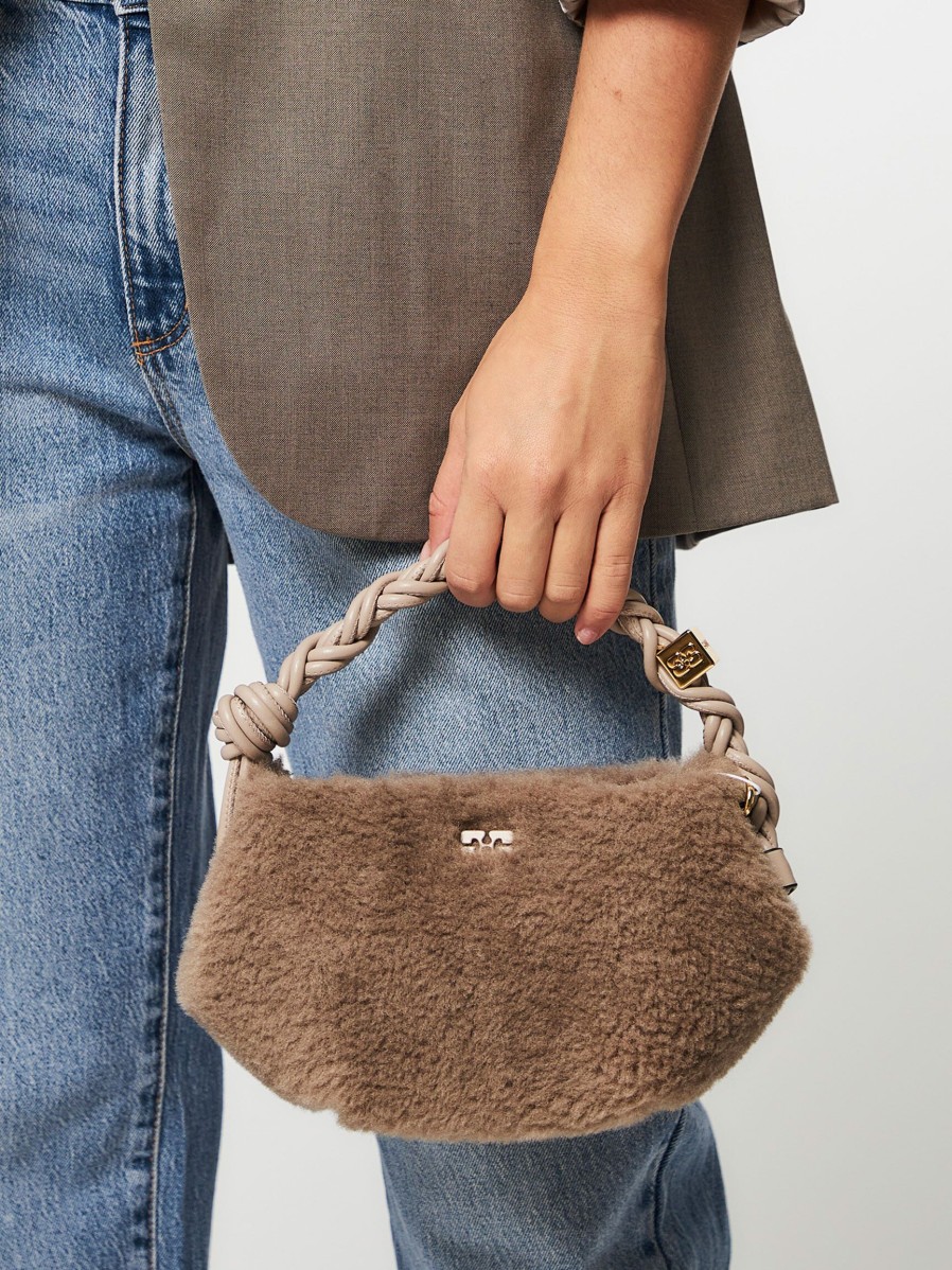 Women Ganni Bags | Bou Fake Fur Bag Browngrey