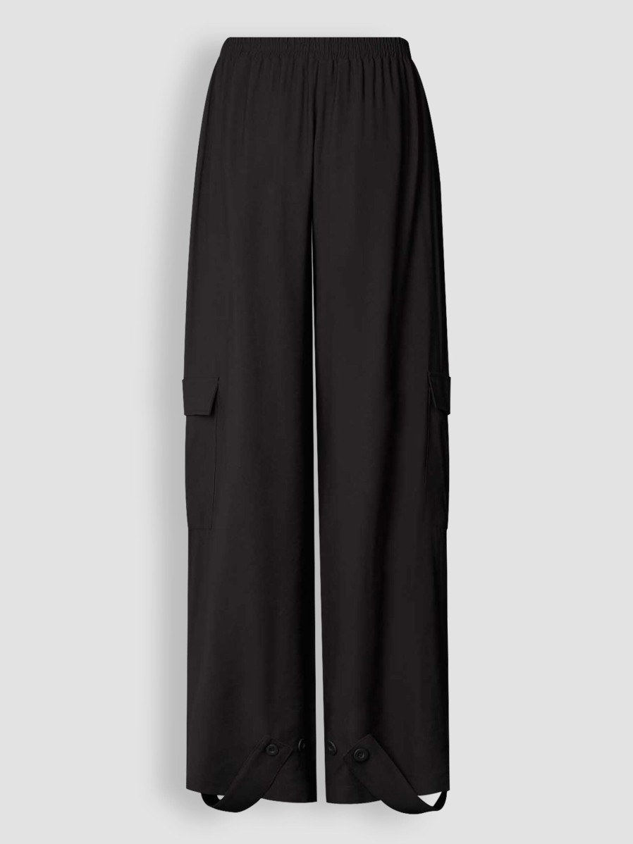 Women Lollys Laundry Pants And Jumpsuits | Baja, Rayon Mix Cargo Trousers Black