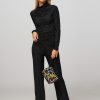 Women Mads Norgaard Pants And Jumpsuits | Lonnie, Elastic Trousers With Checkerd Pattern Black