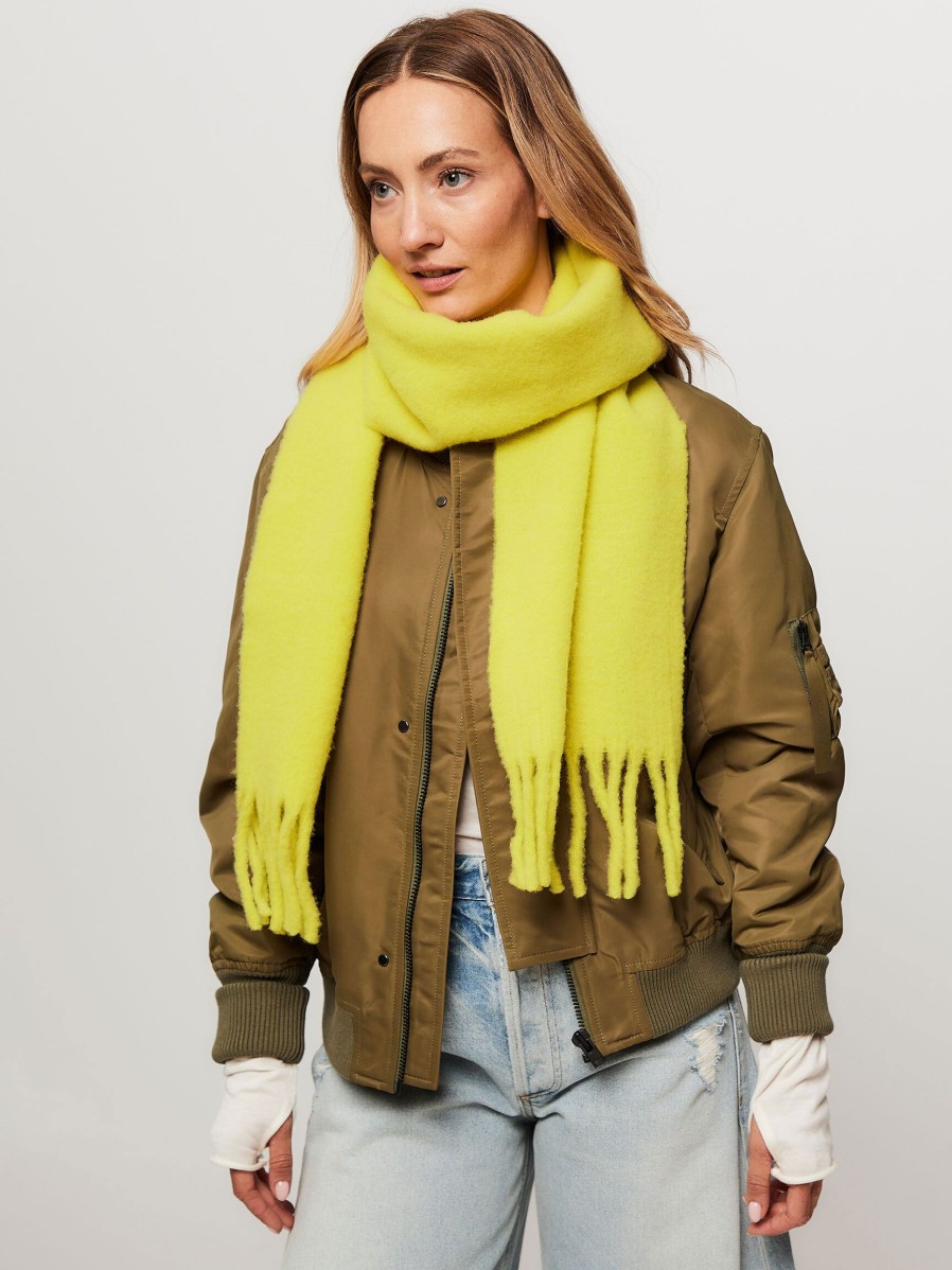 Women American Vintage Scarves | Hizlaw, Wool Mix Scarf Yellow