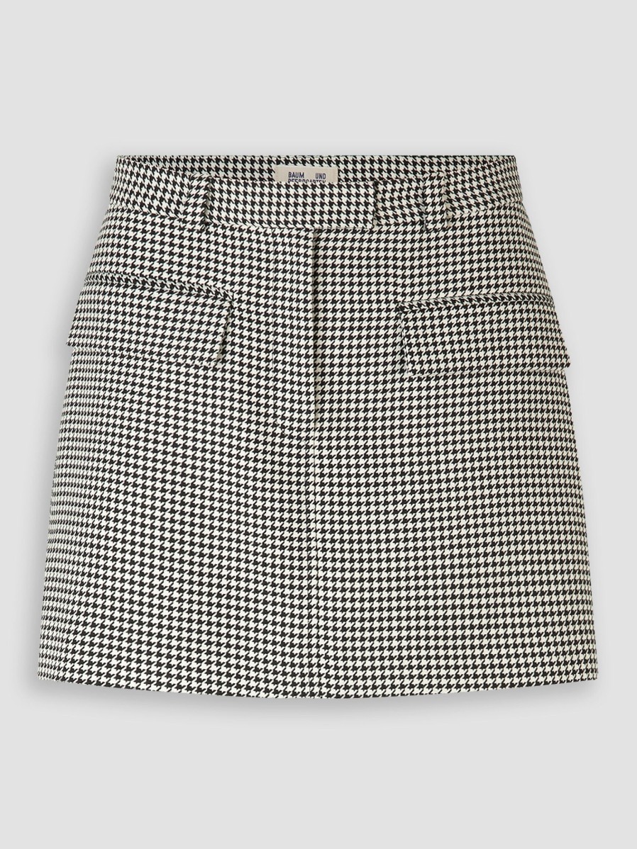 Women Baum und Pferdgarten Skirts | Sara, Viscose Mix Pied De Poule Skirt Black