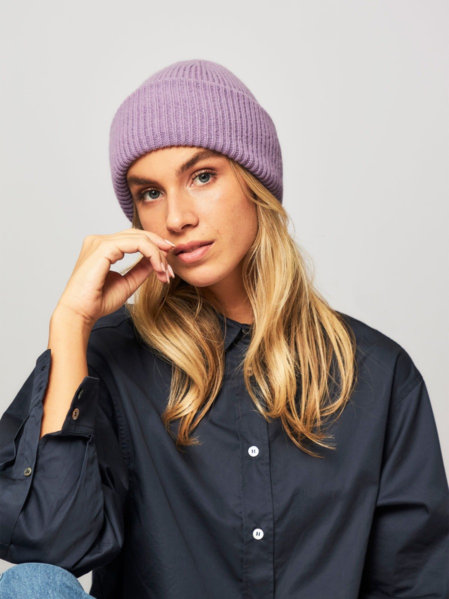 Women Colorful Standard Hats And Beanies | Merino Wool Melange Hat Lavender