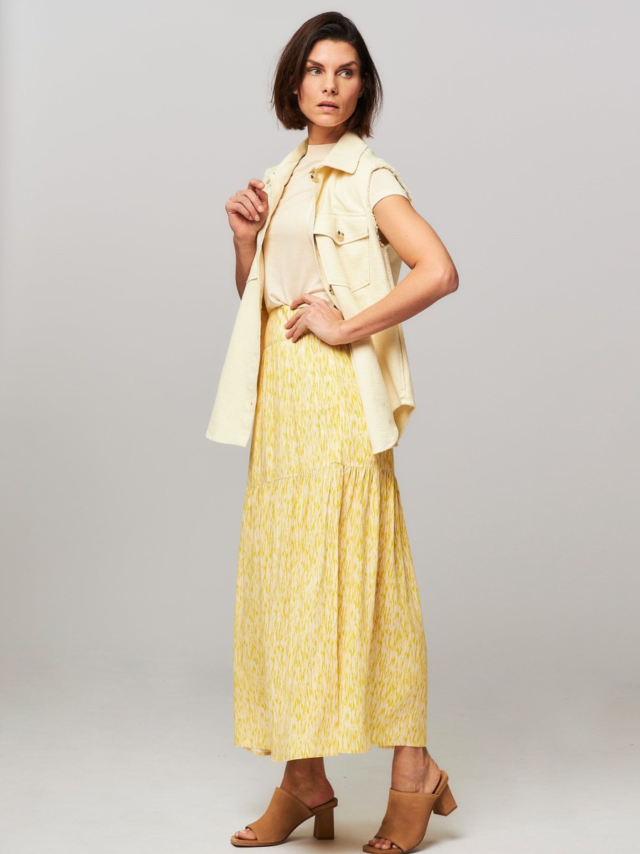 Women Bellerose Skirts | Hozz, Viscose A-Line Skirt With Print Yellow