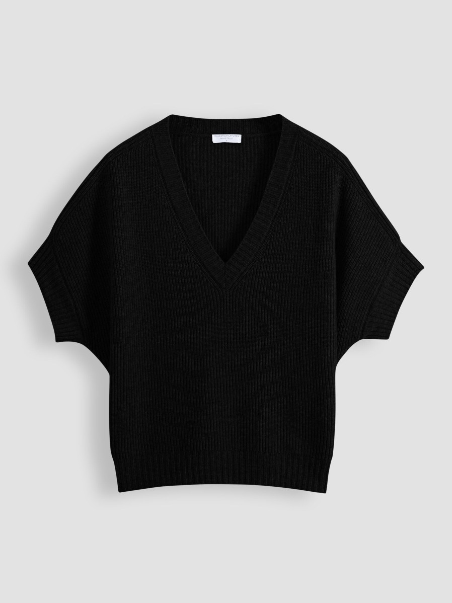 Women Majestic Filatures Sweaters And Cardigans | Wol/Cashmere Mix Jumper Black