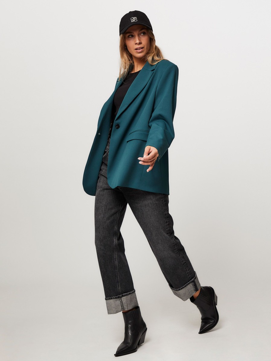 Women Samsoe Samsoe Blazers And Jackets | Haven, Viscose Mix Oversized Blazer Petrol