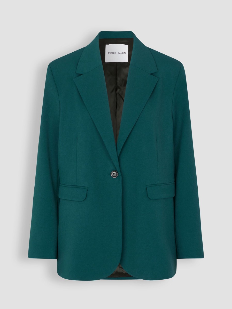 Women Samsoe Samsoe Blazers And Jackets | Haven, Viscose Mix Oversized Blazer Petrol