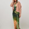 Women Mes Demoiselles Skirts | Tayler, Silk Maxi Skirt With Print Dark Green