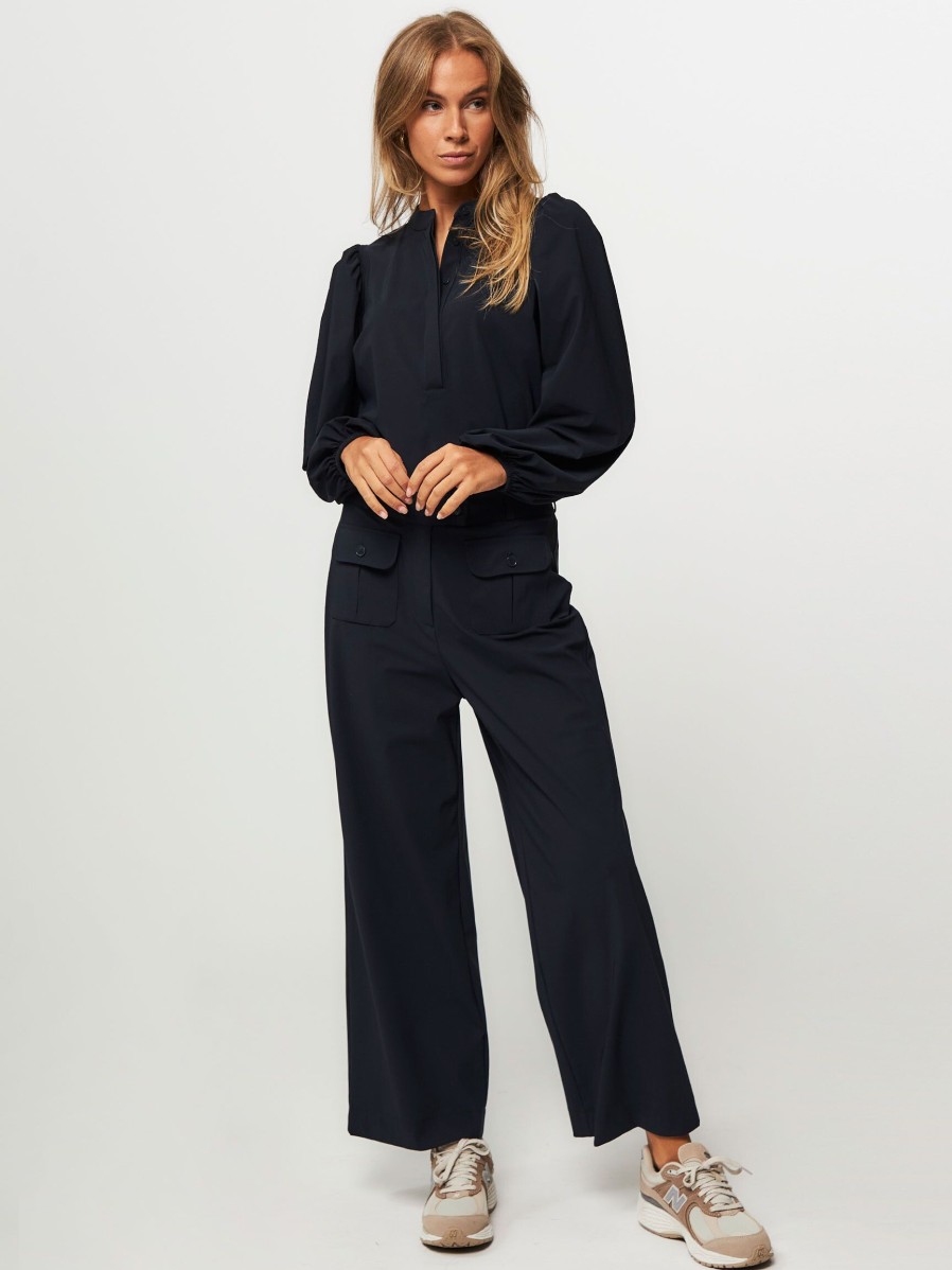 Women Studio Anneloes Pants And Jumpsuits | Romi, Heavy Travel Jersey Trousers Dark Blue