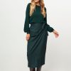 Women Nathalie Vleeschouwer Skirts | Zelia, Viscose Mix Melange Wrap Over Skirt Dark Green