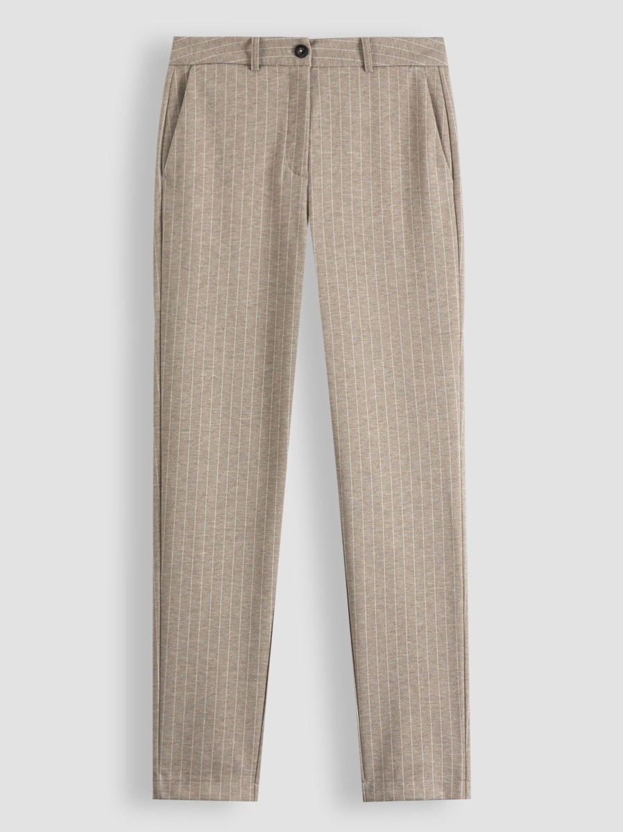 Women Yaya Pants And Jumpsuits | Viscose Mix Melange Stretch Trousers Lightbrown