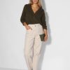 Women Samsoe Samsoe Pants And Jumpsuits | Simonie, Cotton Mix Ribcord Paperbag Trousers Ecru