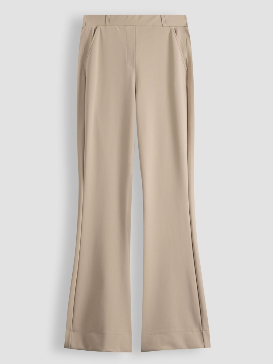 Women Studio Anneloes Pants And Jumpsuits | Flair, Bonded Travel Flared Trousers Lightbrown