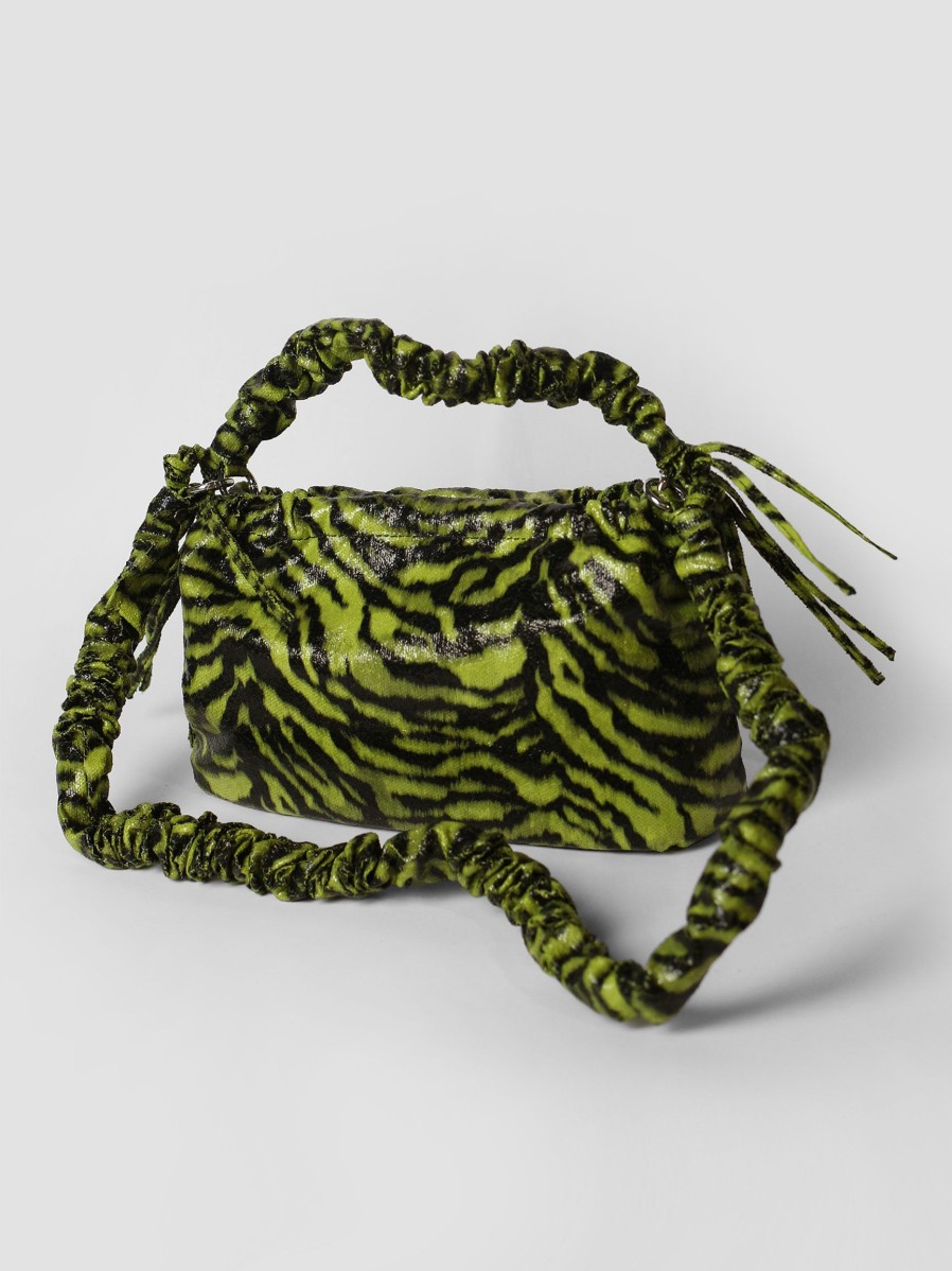 Women Hvisk Bags | Arcadia, Craquele Shoulder Hand Bag Lime Green