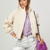 Women Essentiel Antwerp Outerwear | Easygoing, Woven Bomberjacket With Structure Cream