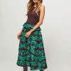 Women Ulla Johnson Skirts | Ulyssa, Silk Skirt With Print Green