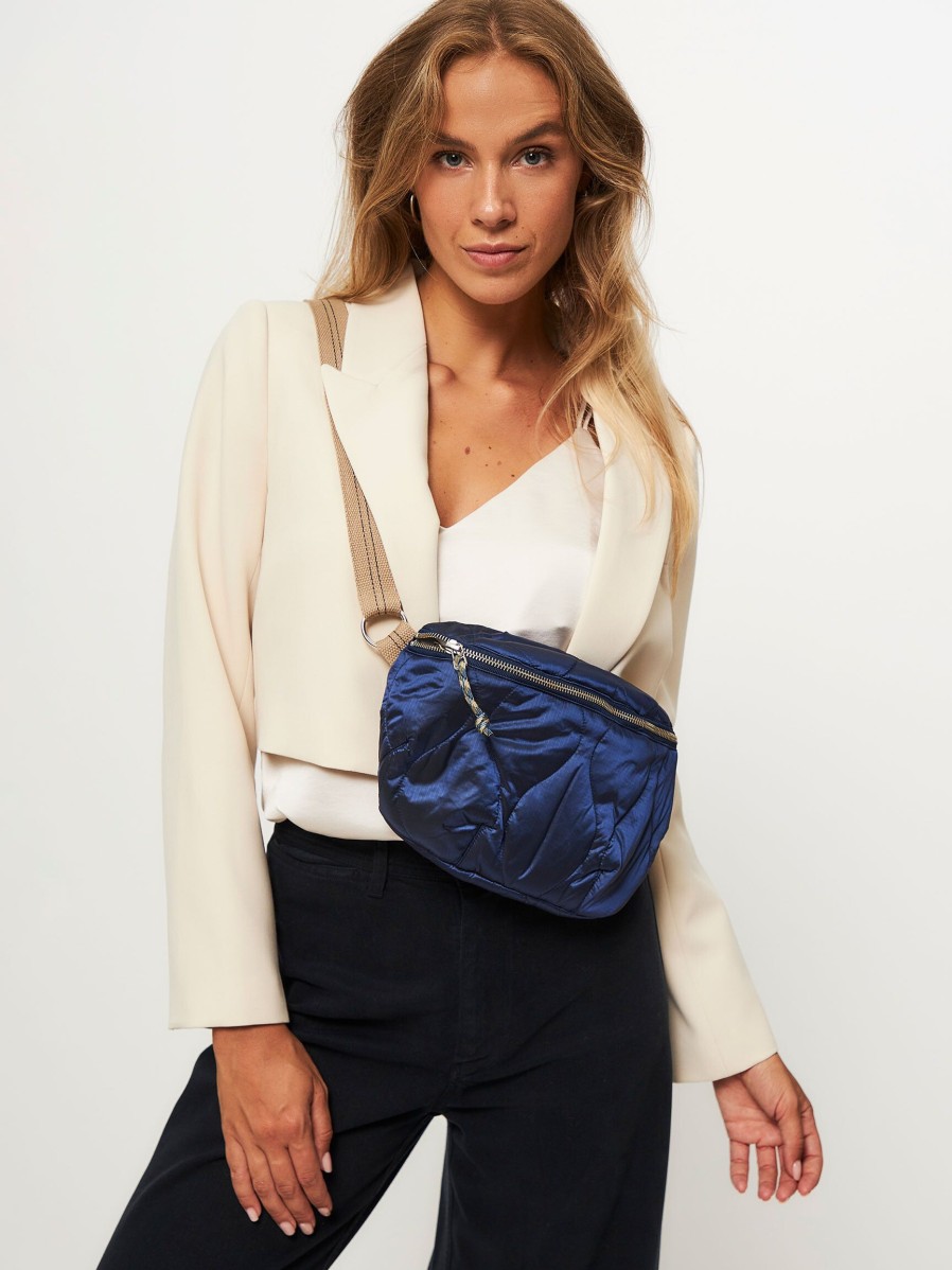 Women Bellerose Bags | Hosie, Woven Padded Crossbody Bag Dark Blue