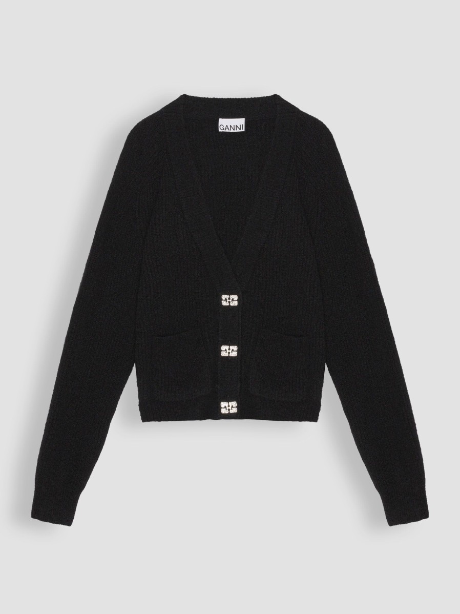 Women Ganni Sweaters And Cardigans | Alpaca Mix Cardigan Black