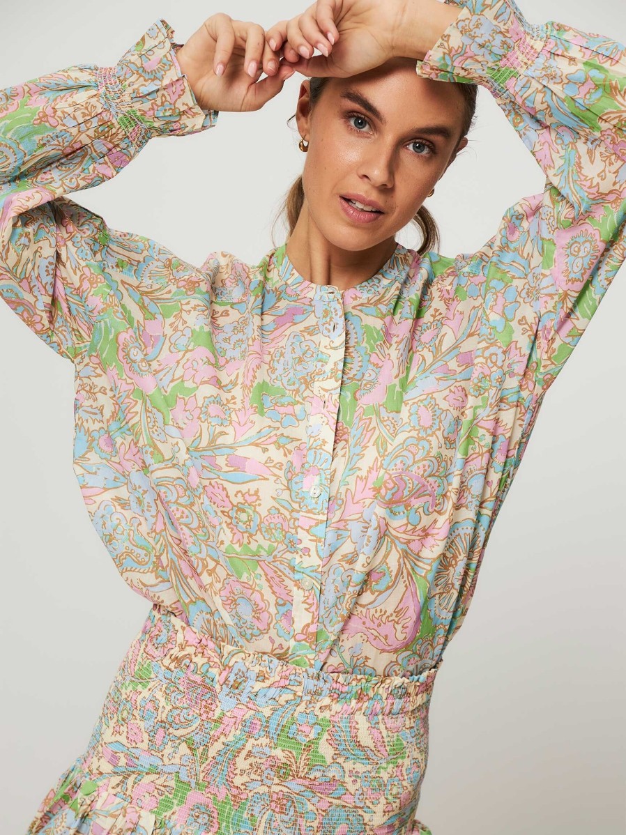 Women Fabienne Chapot Tops And Blouses | Lexi, Organic Cotton Blouse With Print Pink