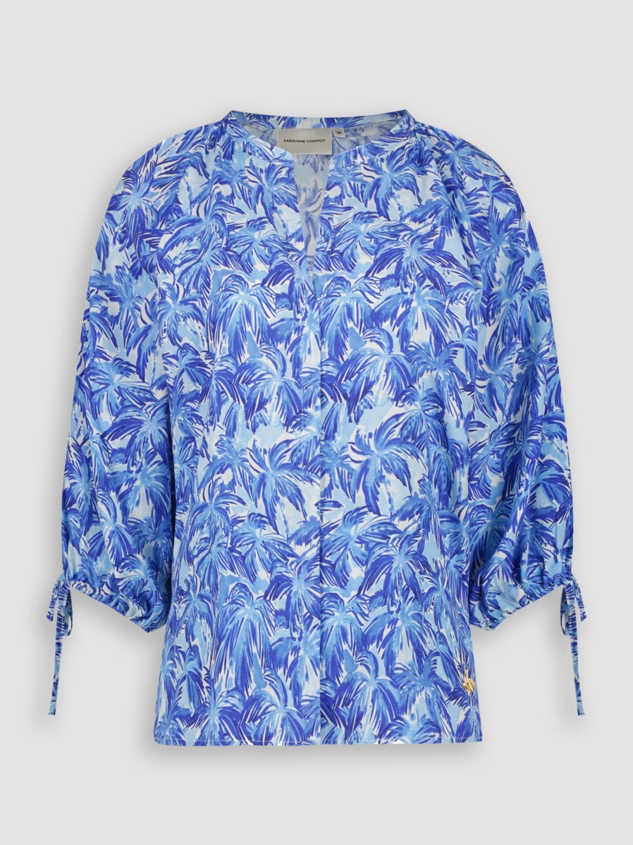 Women Fabienne Chapot Tops And Blouses | Cooper, Viscose Blouse With Print Blue