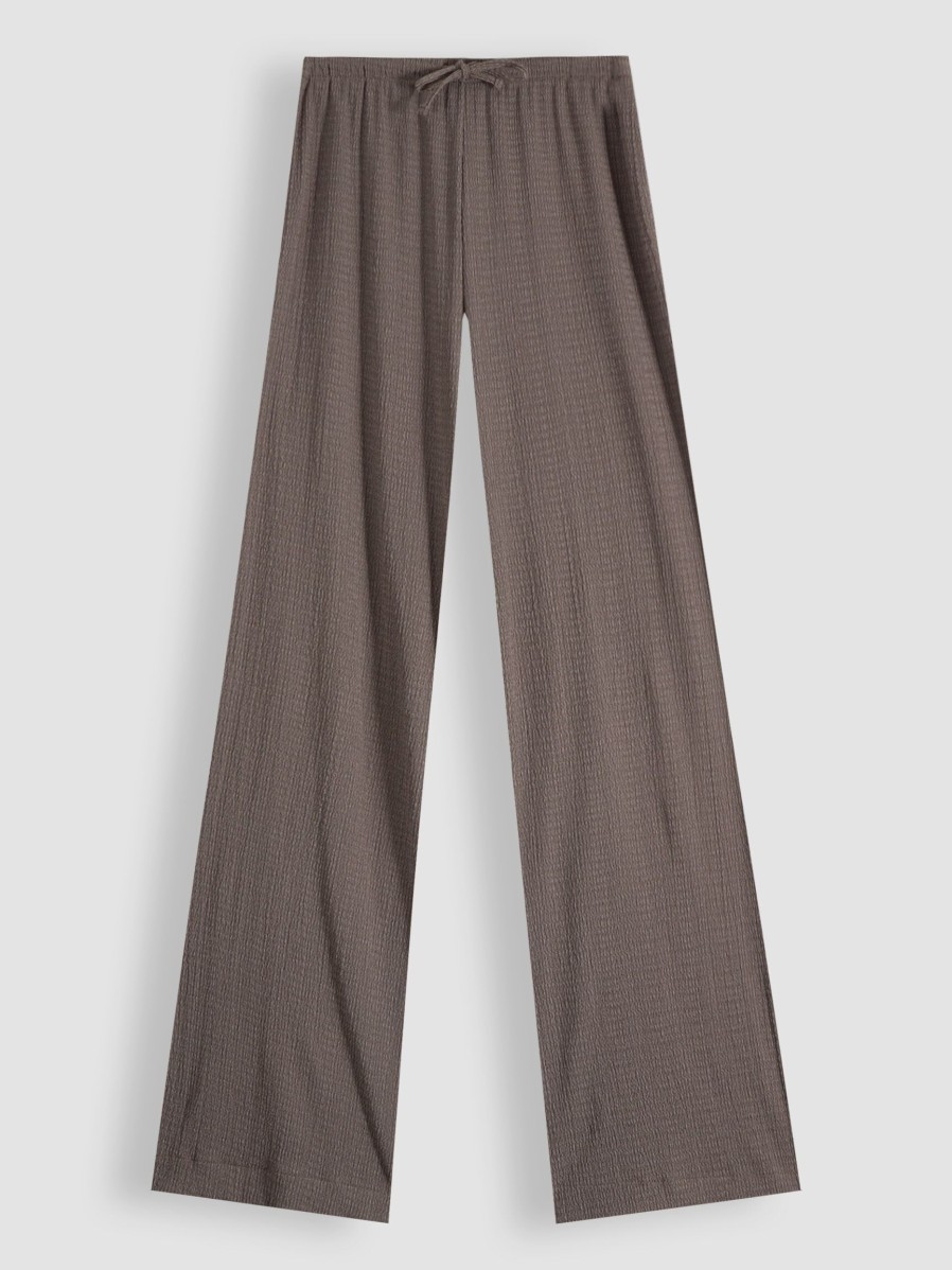 Women Club L’avenir Pants And Jumpsuits | Aava, Woven Plisse Trousers Taupe