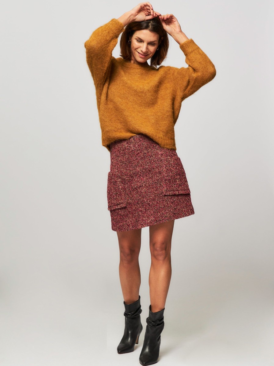 Women Remain Birger Christensen Skirts | Wool Mix Melange Skirt Red