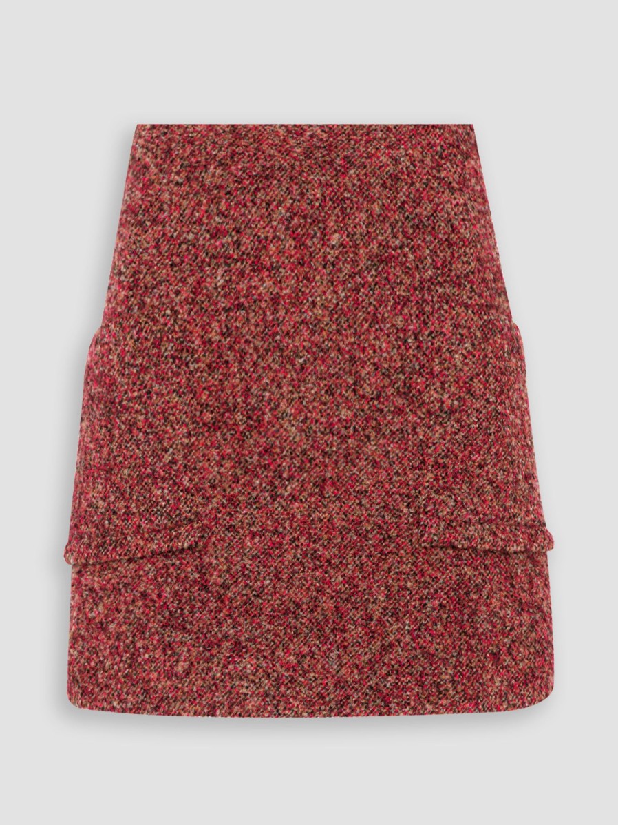 Women Remain Birger Christensen Skirts | Wool Mix Melange Skirt Red