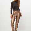 Women Knit-ted Pants And Jumpsuits | Francis, Leatherlook Metallic Paperbag Trousers Bronze